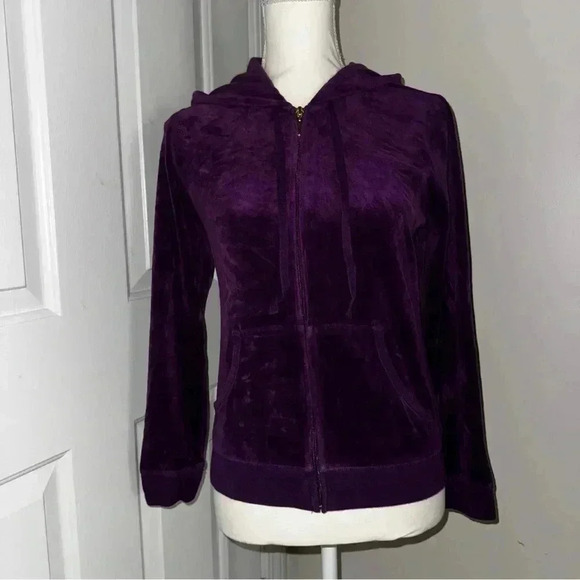 NY&C Purple Velour Zip-Up Hoodie with Gold Accents Women’s Small - Picture 1 of 10